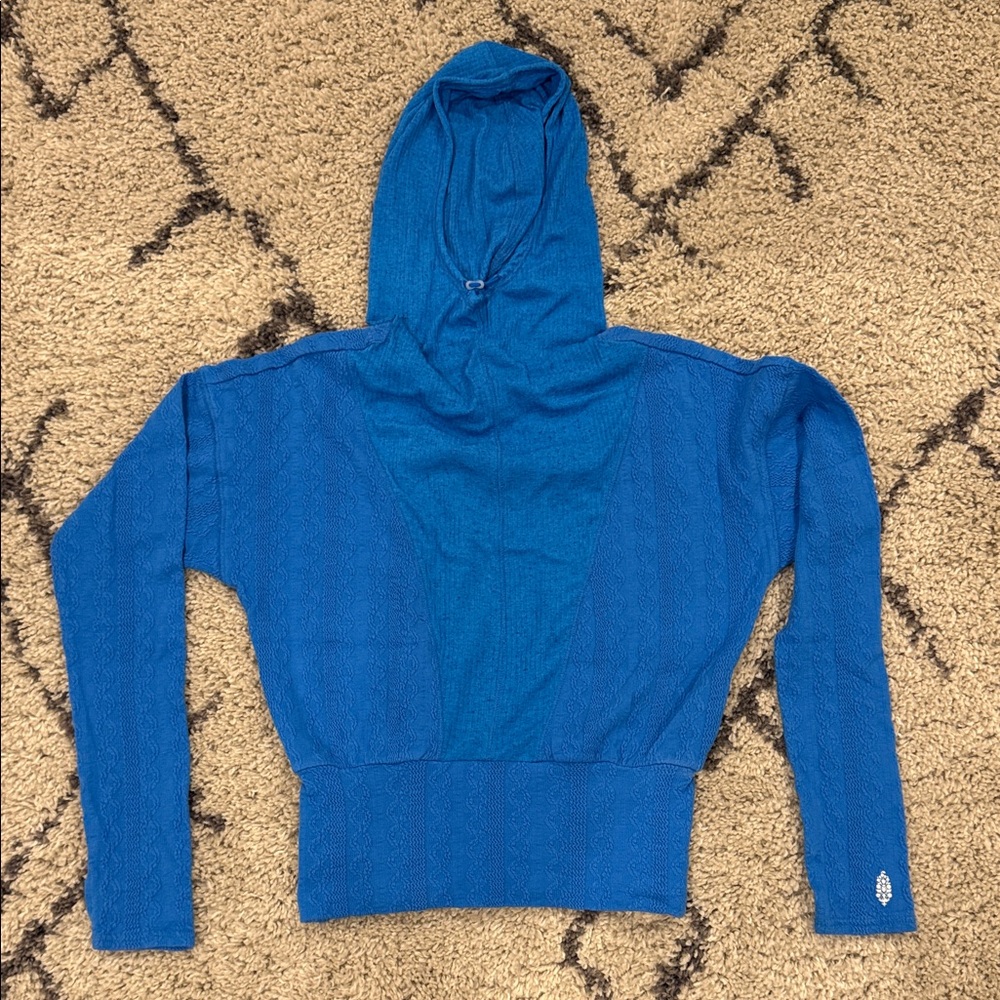 FP Movement by Free People Vibrant Blue long sleeve textured hooded shirt